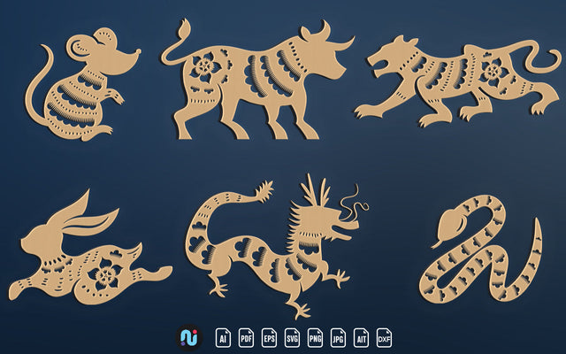 Laser/Paper Cut Animal Flower Decor Svg Bundle SVG naemmiah021 