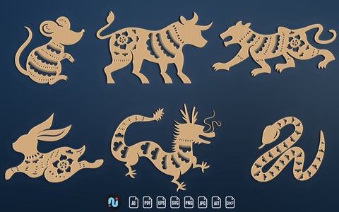 Laser/Paper Cut Animal Flower Decor Svg Bundle SVG naemmiah021 