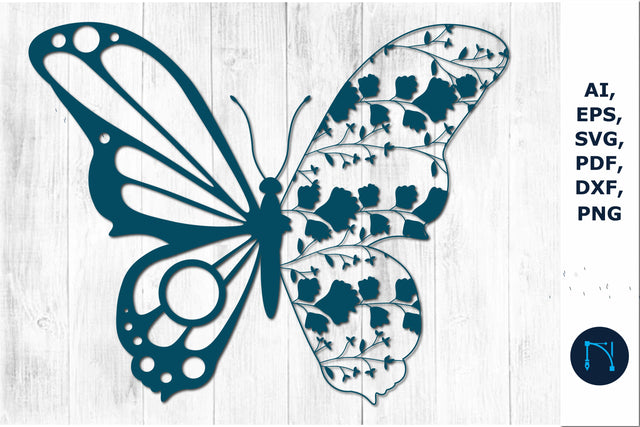 laser/paper cut butterfly Wildflower SVG SVG MD JOYNAL ABDIN 