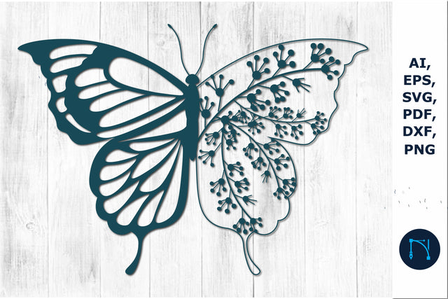 laser/paper cut butterfly Wildflower SVG SVG MD JOYNAL ABDIN 