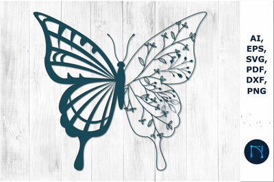 laser/paper cut butterfly Wildflower SVG SVG MD JOYNAL ABDIN 