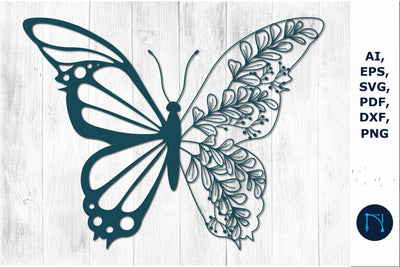 laser/paper cut butterfly Wildflower SVG SVG MD JOYNAL ABDIN 