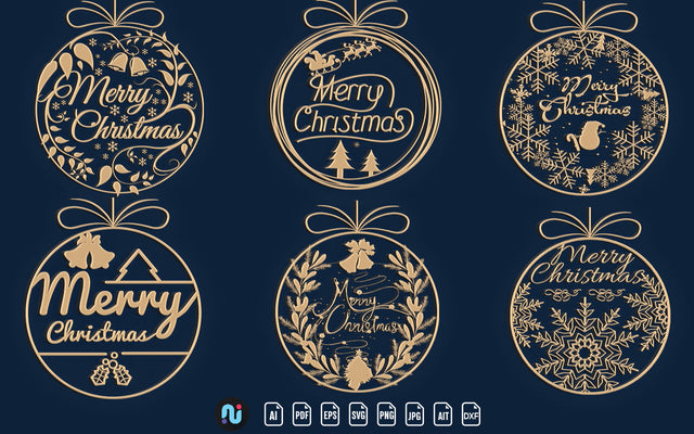 Laser/Paper Cut Christmas Wreath Decor Svg Bundle SVG naemmiah021 