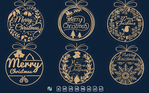 Laser/Paper Cut Christmas Wreath Decor Svg Bundle SVG naemmiah021 