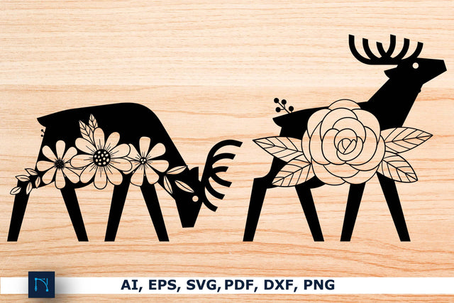 laser/Paper cut Floral Deer SVG Bundle SVG MD JOYNAL ABDIN 