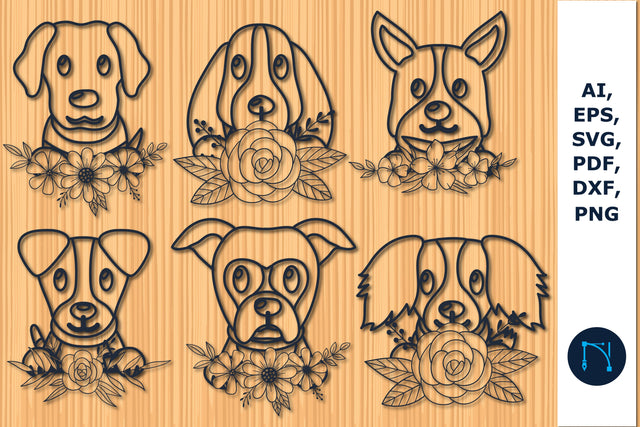 laser/paper cut floral dog SVG bundle SVG MD JOYNAL ABDIN 