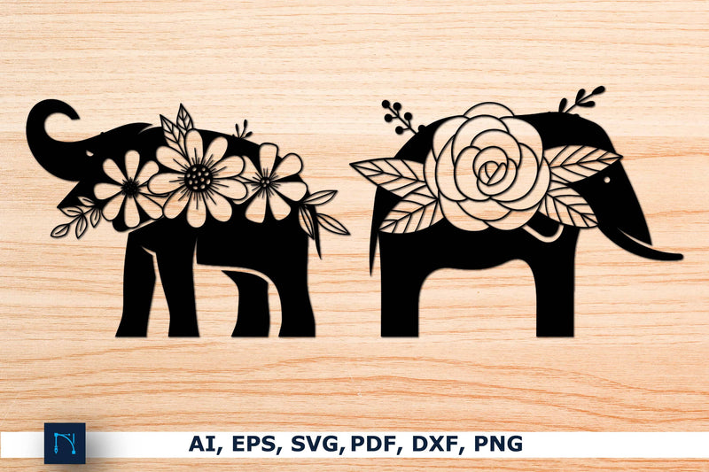 laser/Paper cut Floral elephant SVG Bundle SVG MD JOYNAL ABDIN 