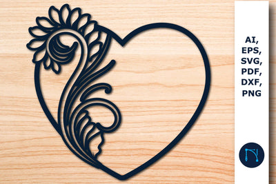 Laser/Paper cut floral Heart SVG SVG MD JOYNAL ABDIN 