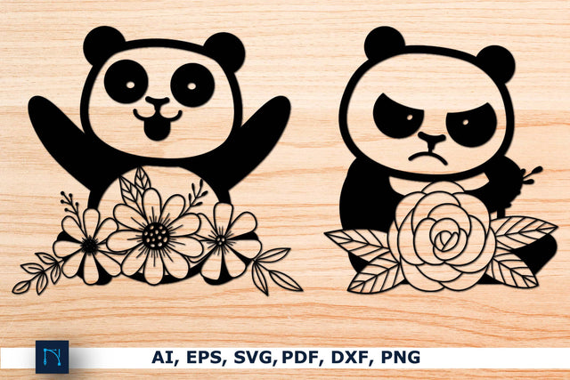 laser/Paper cut Floral Panda SVG Bundle SVG MD JOYNAL ABDIN 