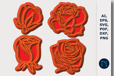 Laser/paper cut layer rose SVG Bundle SVG MD JOYNAL ABDIN 
