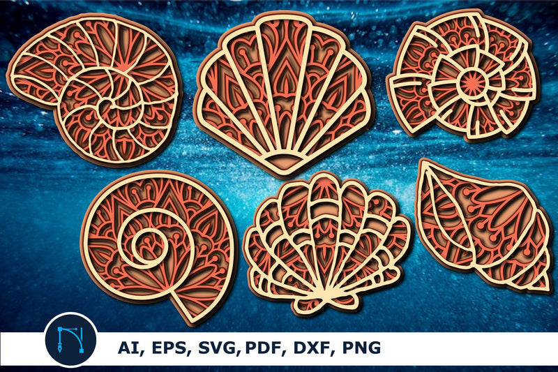 Laser/paper Cut Sea Shell SVG Bundle SVG MD JOYNAL ABDIN 