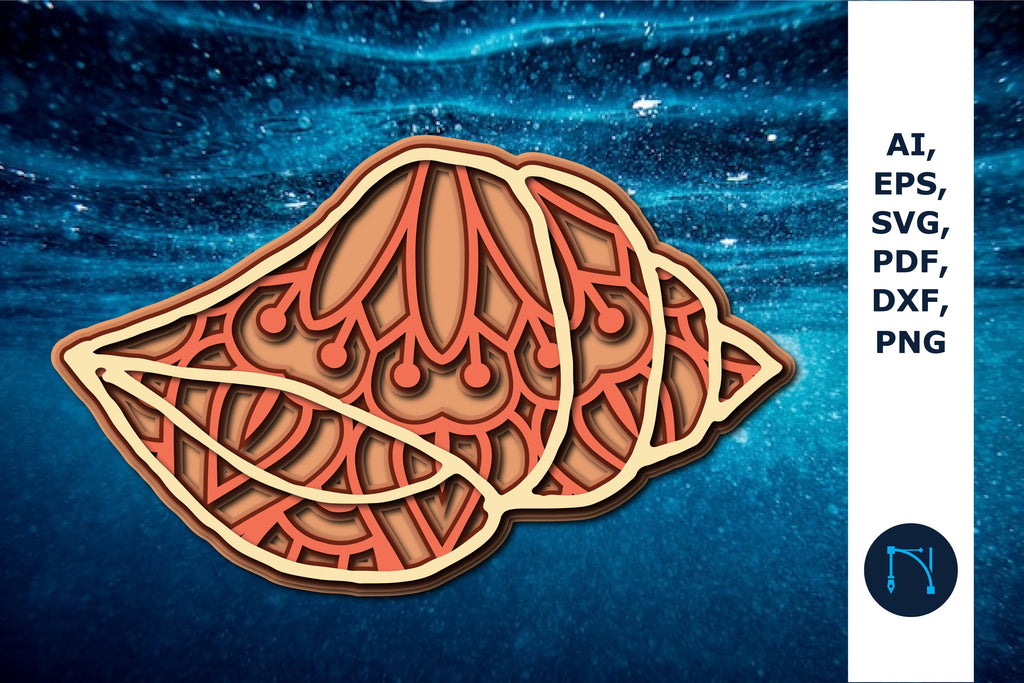 Laser/paper Cut Sea Shell SVG cut file - So Fontsy