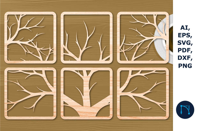 laser/Papercut Tree Coasters SVG Bundle SVG MD JOYNAL ABDIN 
