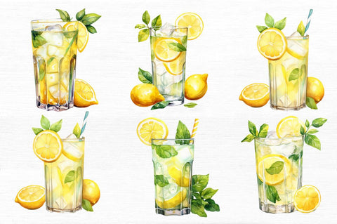 lass of Lemonade Watercolor Clipart Bundle Sublimation Regulrcrative 