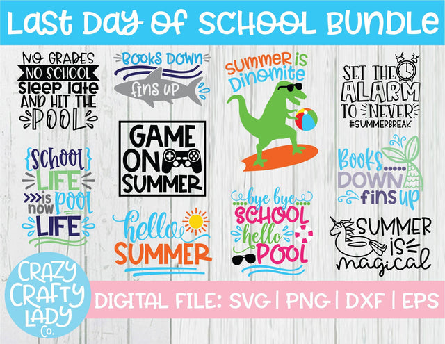 Last Day of School SVG Cut File Bundle SVG Crazy Crafty Lady Co. 
