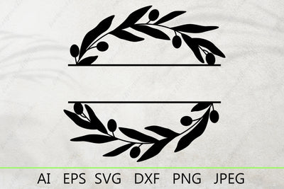 Last name monogram svg, Olive split frame dxf, Floral border SVG AnastasiyaArtDesign 