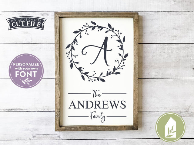 Last Name Sign SVG | Family SVG | Monogram Sign SVG | Farmhouse Sign Design SVG LilleJuniper 