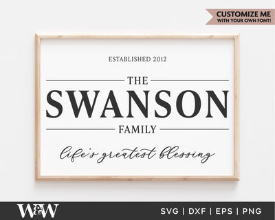 Last Name Sign SVG | Life's Greatest Blessing SVG SVG Wood And Walt 
