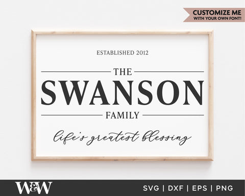 Last Name Sign SVG | Life's Greatest Blessing SVG SVG Wood And Walt 