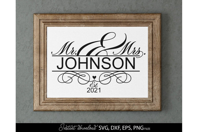 Last Name Sign | Wedding Sign | Mr And Mrs SVG SVG March Design Studio 