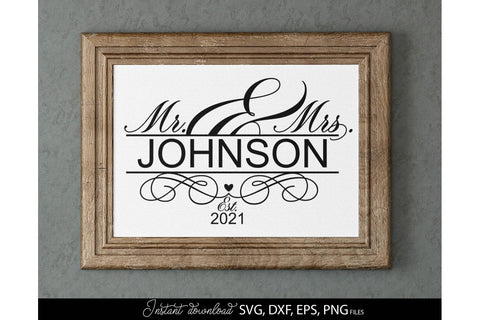 Last Name Sign | Wedding Sign | Mr And Mrs SVG SVG March Design Studio 