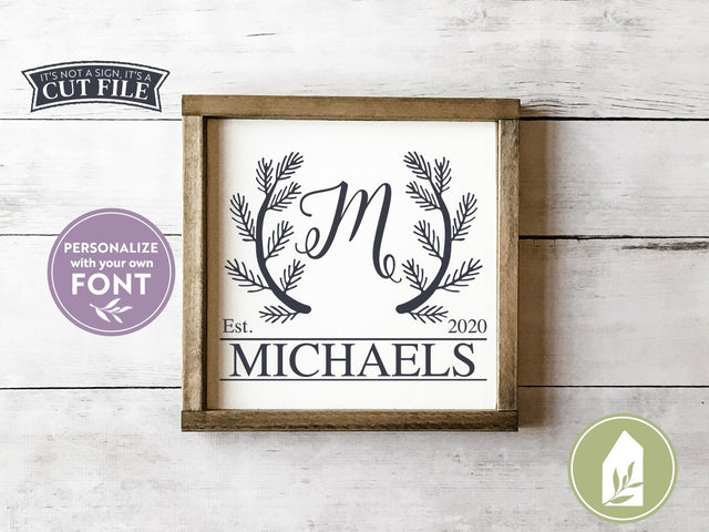 Last Name SVG | Autumn SVG | Winter SVG | Monogram Rustic Sign Design SVG LilleJuniper 