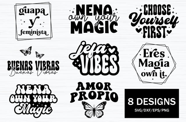 Latina Svg, Bundle, Amor Propio Svg, Self Love Svg, Choose your self first SVG, Guapa y feminista svg, Nena own your magic svg, Buenas vibras svg, Eres magia own it, Nena own your magic, Jefa vibes svg SVG MD mominul islam 