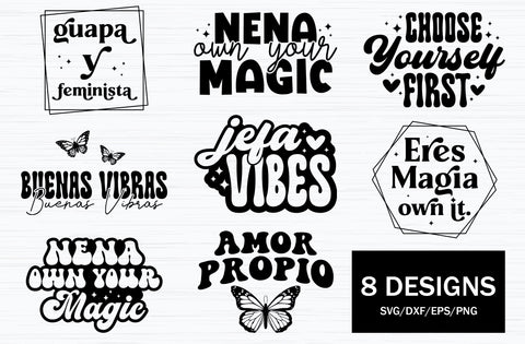 Latina Svg, Bundle, Amor Propio Svg, Self Love Svg, Choose your self first SVG, Guapa y feminista svg, Nena own your magic svg, Buenas vibras svg, Eres magia own it, Nena own your magic, Jefa vibes svg SVG MD mominul islam 