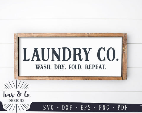 Laundry Co. SVG Files, Laundry Room Svg, Company Svg, Wash Dry Fold Repeat, Cricut, Silhouette, Commercial Use, Digital Cut Files, DXF PNG (1378206299) SVG Ivan & Co. Designs 