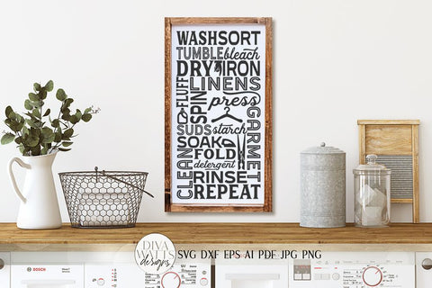 Laundry Room Subway Art SVG | Farmhouse Laundry Sign | dxf and more SVG Diva Watts Designs 