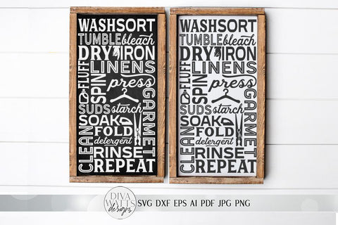 Laundry Room Subway Art SVG | Farmhouse Laundry Sign | dxf and more SVG Diva Watts Designs 