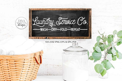 Laundry Service Co SVG | Vintage Laundry Room Design SVG Diva Watts Designs 