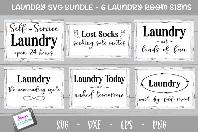 Laundry SVG Bundle - 6 Laundry Room Sign SVG Designs SVG Stacy's Digital Designs 