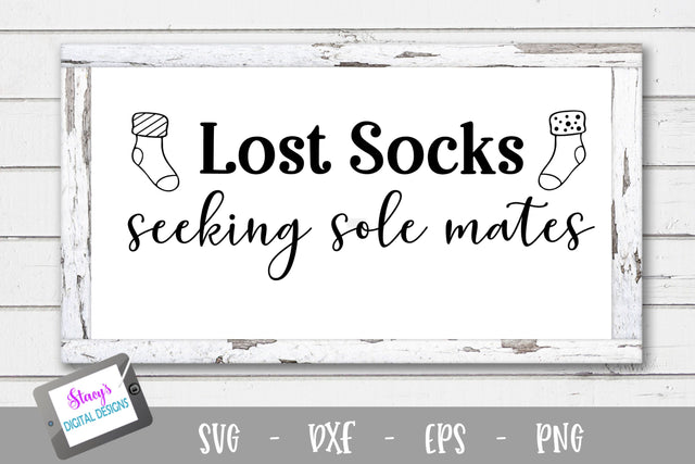 Laundry SVG - Lost socks seeking sole mates SVG SVG Stacy's Digital Designs 