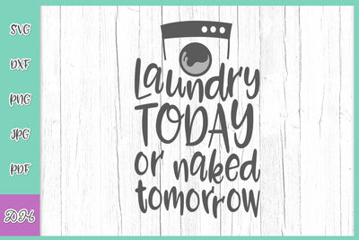 Laundry Today or Naked Tomorrow Funny Saying Sarcastic Quote Room Decor Household SVG DXF PNG PDF JPG SVG Digitals by Hanna 