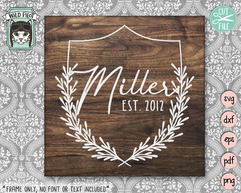 Laurel Leaves Crest Monogram Frames SVG Cut File SVG Wild Pilot 