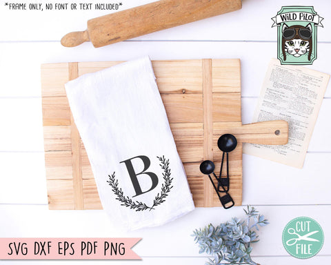 Laurel Leaves Crest Monogram Frames SVG Cut File SVG Wild Pilot 