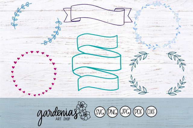 Laurel Wreath and Banner SVG Bundle SVG Gardenias Art Shop