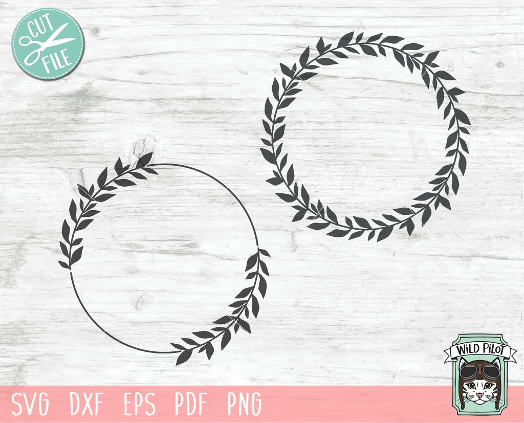 Laurel Wreath Monogram Frame SVG Cut File - So Fontsy