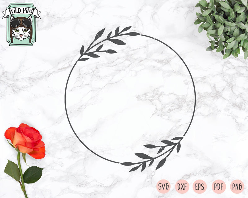 Laurel Wreath Monogram Frame SVG Cut File - So Fontsy