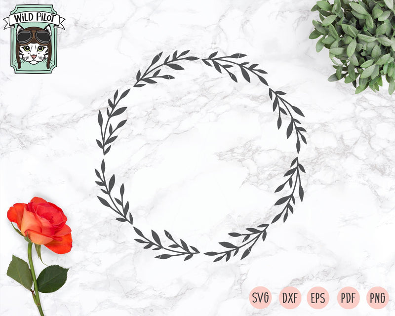 Laurel Wreath Monogram Frame SVG Cut File - So Fontsy