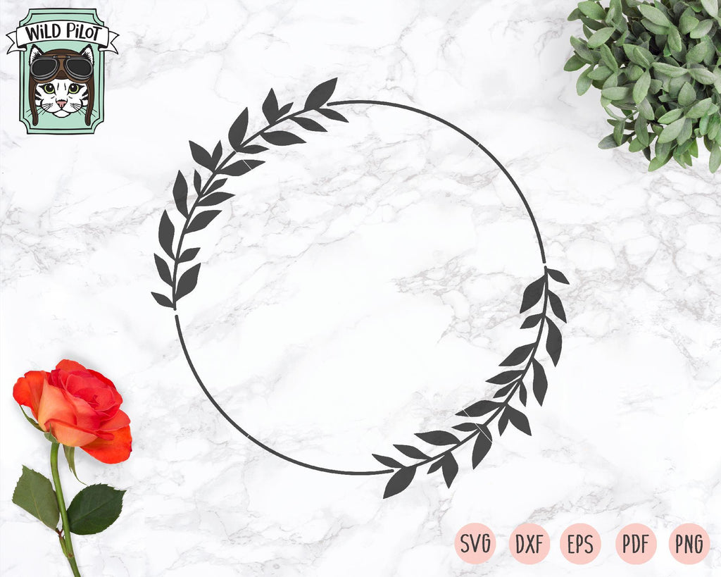 Laurel Wreath Monogram Frame SVG Cut File - So Fontsy