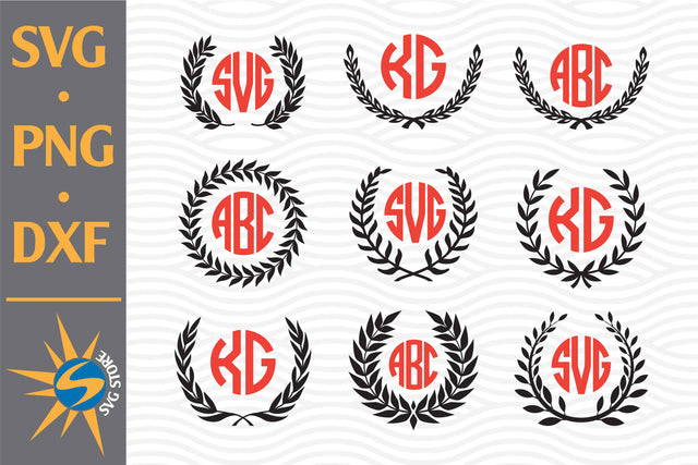 Laurel Wreath Monogram SVG, PNG, DXF Digital Files Include SVG SVGStoreShop 