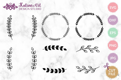 Laurel wreath svg Floral Wreath svg Circle Frame svg SVG KatineArt 