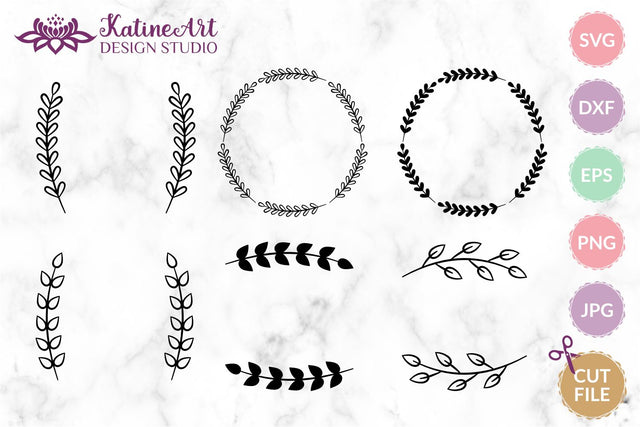 Laurel wreath svg Floral Wreath svg Circle Frame svg SVG KatineArt 