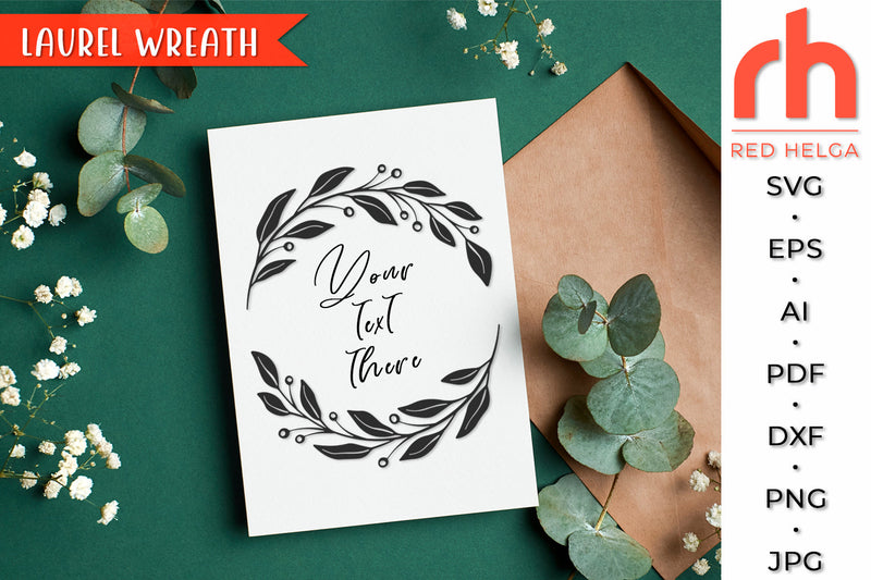 Laurel Wreath SVG - Leaves Frame Cut File SVG RedHelgaArt 