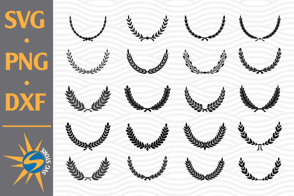 Laurel Wreath SVG, PNG, DXF Digital Files Include - So Fontsy