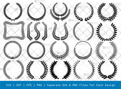 Laurel Wreath SVG, Wreath Silhouette, Leaves Svg, Monogram Labels Svg, Award Circle Svg, Round Shape Svg, Emblem Wreath Svg, Wreath Bundle SVG ETC Craft 