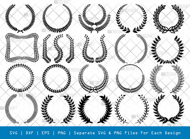 Laurel Wreath SVG, Wreath Silhouette, Leaves Svg, Monogram Labels Svg, Award Circle Svg, Round Shape Svg, Emblem Wreath Svg, Wreath Bundle SVG ETC Craft 