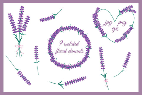 Lavender Flowers collection | Floral clipart & Patterns EPS Digital Pattern AnnaViolet_store 